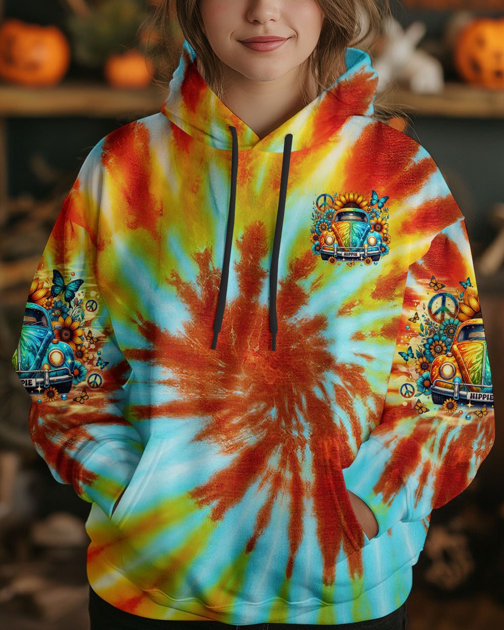 Older Now But Still Runnin Against the Wind Tie Dye Hippie Peace Car AOP Shirts _4_ 03qj7