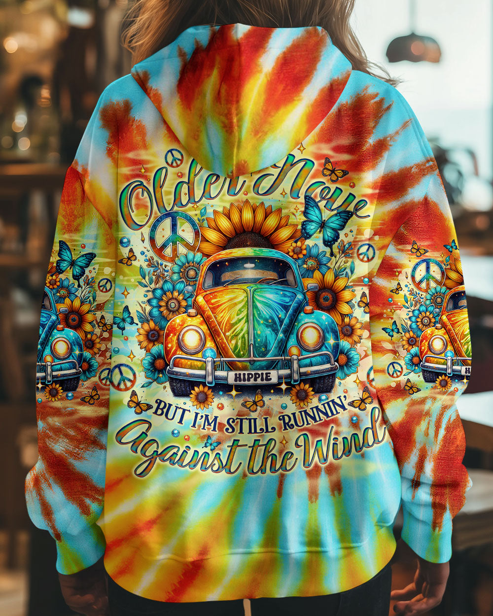 Older Now But Still Runnin Against the Wind Tie Dye Hippie Peace Car AOP Shirts _5_ BUylw