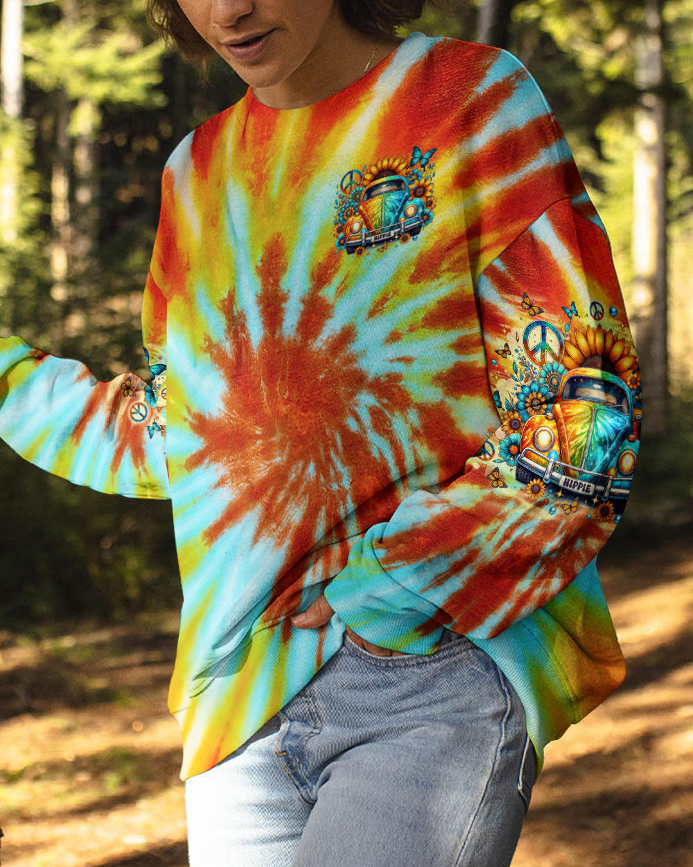 Older Now But Still Runnin Against the Wind Tie Dye Hippie Peace Car AOP Shirts _6_ 8XVB7