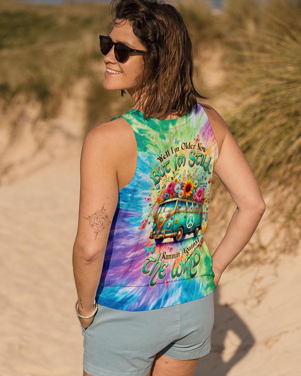 Older Now But Still Runnin Against the Wind Tie Dye Hippie Van AOP Shirts _13_ mc7p6