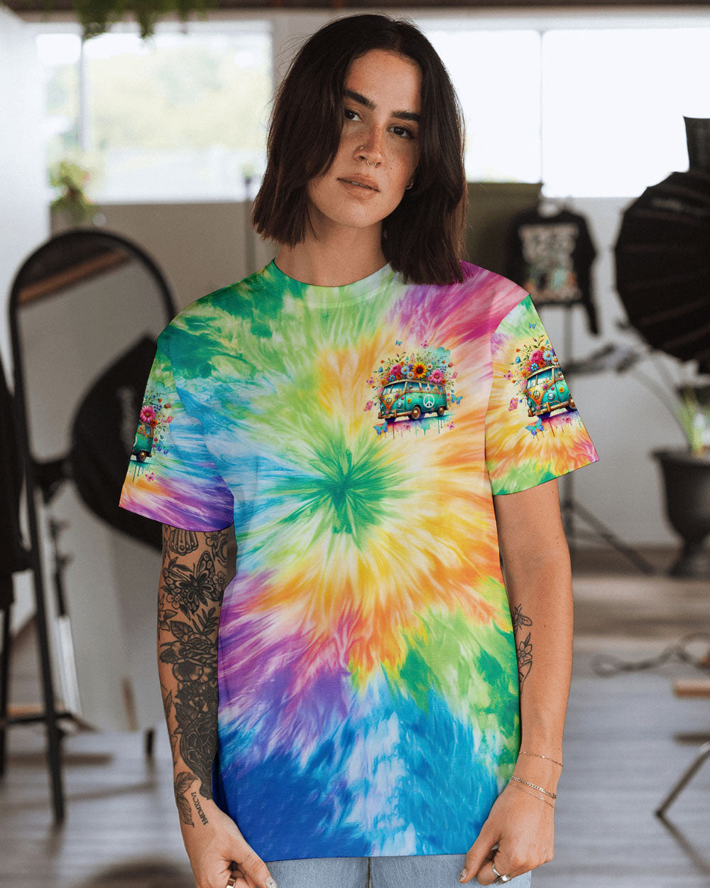 Older Now But Still Runnin Against the Wind Tie Dye Hippie Van AOP Shirts _2_ xd64K