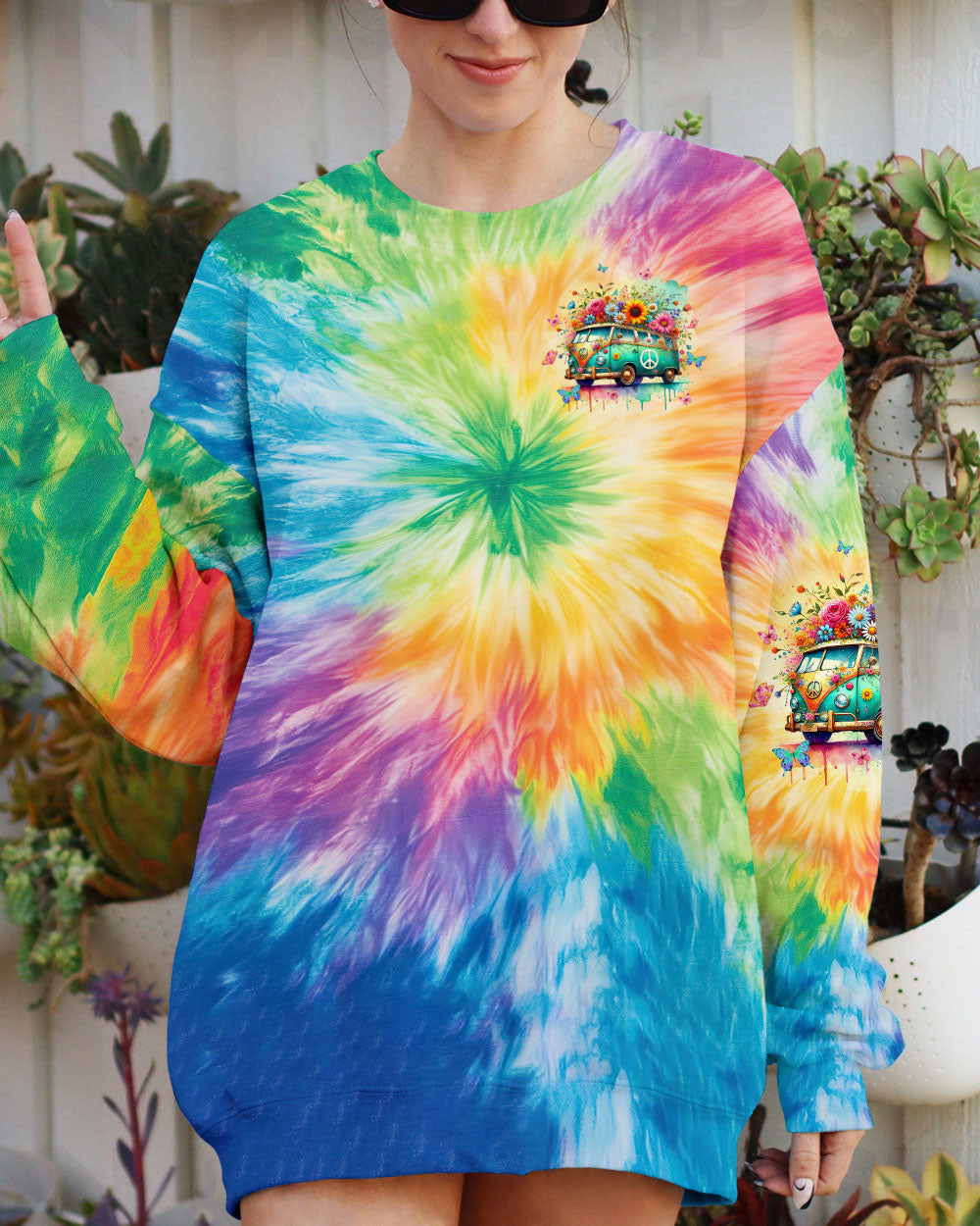 Older Now But Still Runnin Against the Wind Tie Dye Hippie Van AOP Shirts _8_ uXd7R