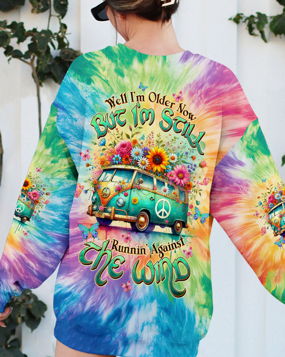 Older Now But Still Runnin Against the Wind Tie Dye Hippie Van AOP Shirts _9_ xm7NH