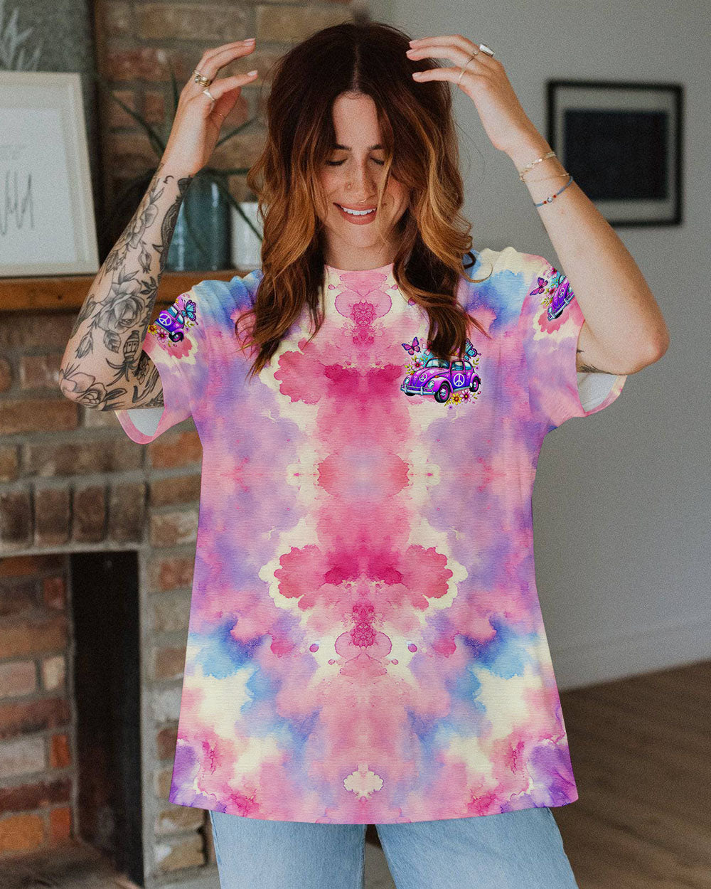 Older Now But Still Runnin Against the Wind Tie Dye Purple VW Bug AOP Shirts _2_ L60tS