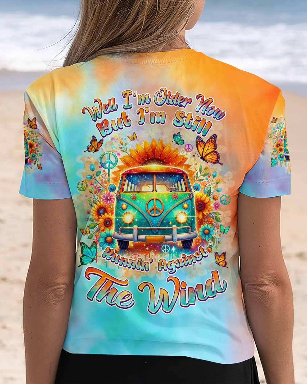 Older Now But Still Running Against The Wind Colorful Tie Dye Van Sunflower AOP Shirts _12_ hX9FH