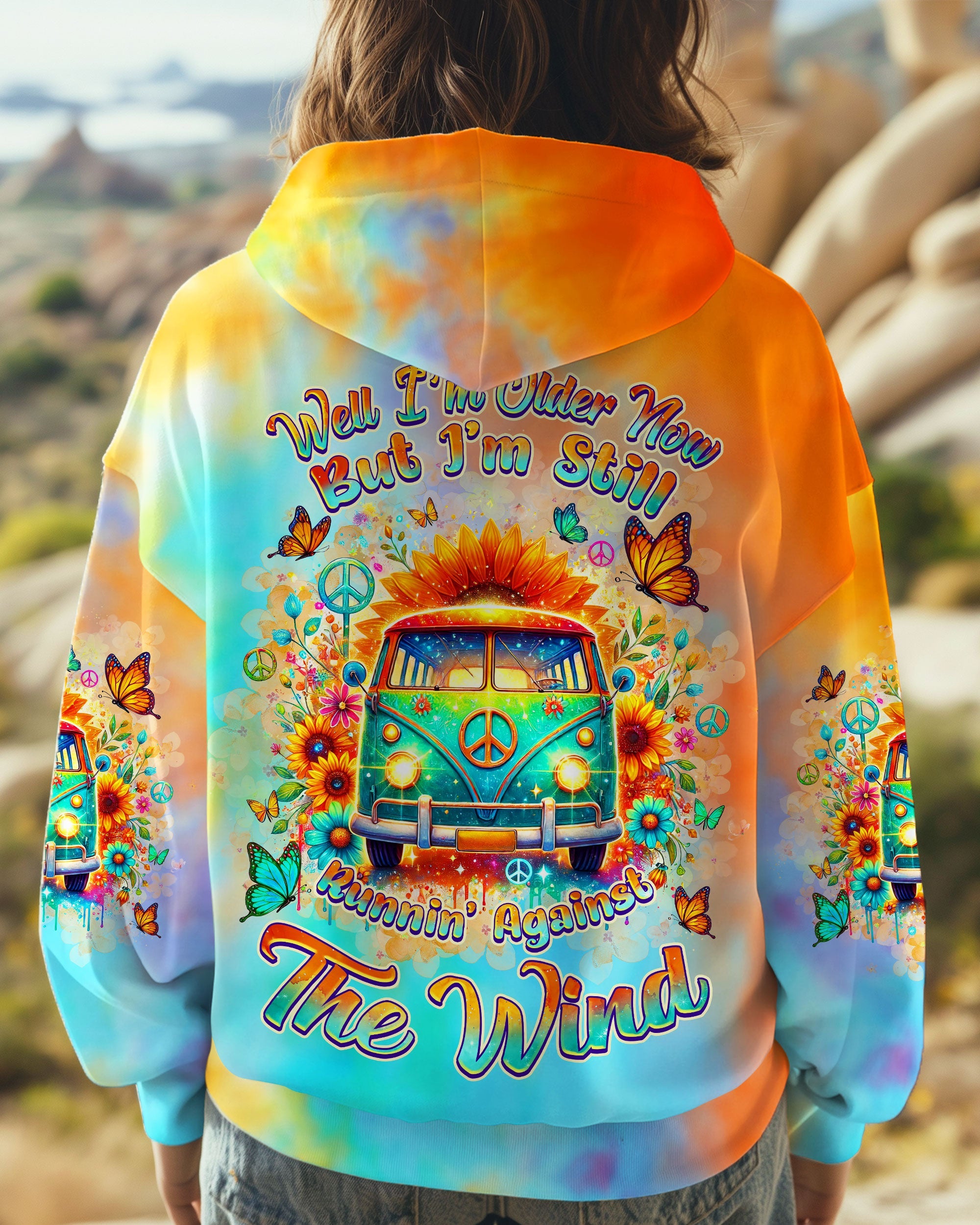 Older Now But Still Running Against The Wind Colorful Tie Dye Van Sunflower AOP Shirts _1_ 31jMv