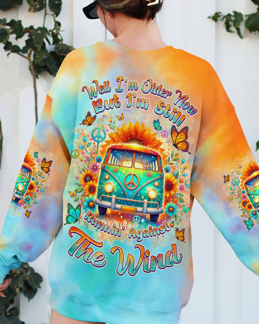 Older Now But Still Running Against The Wind Colorful Tie Dye Van Sunflower AOP Shirts _3_ NRQc6
