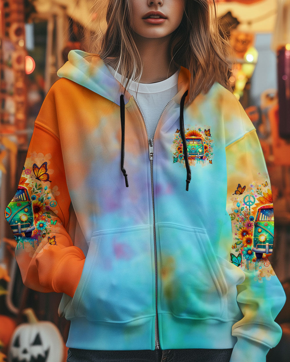 Older Now But Still Running Against The Wind Colorful Tie Dye Van Sunflower AOP Shirts _4_ Czm4I