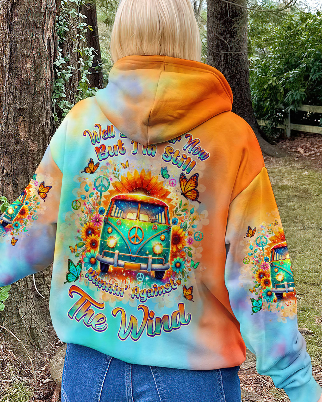 Older Now But Still Running Against The Wind Colorful Tie Dye Van Sunflower AOP Shirts _8_ ihOf8