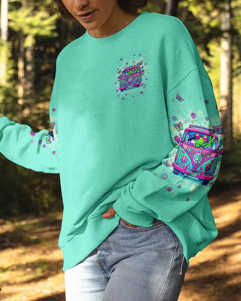 Older Now But Still Running Against The Wind Funny Frog Peace Van Design AOP Shirts _2_ 18mTk