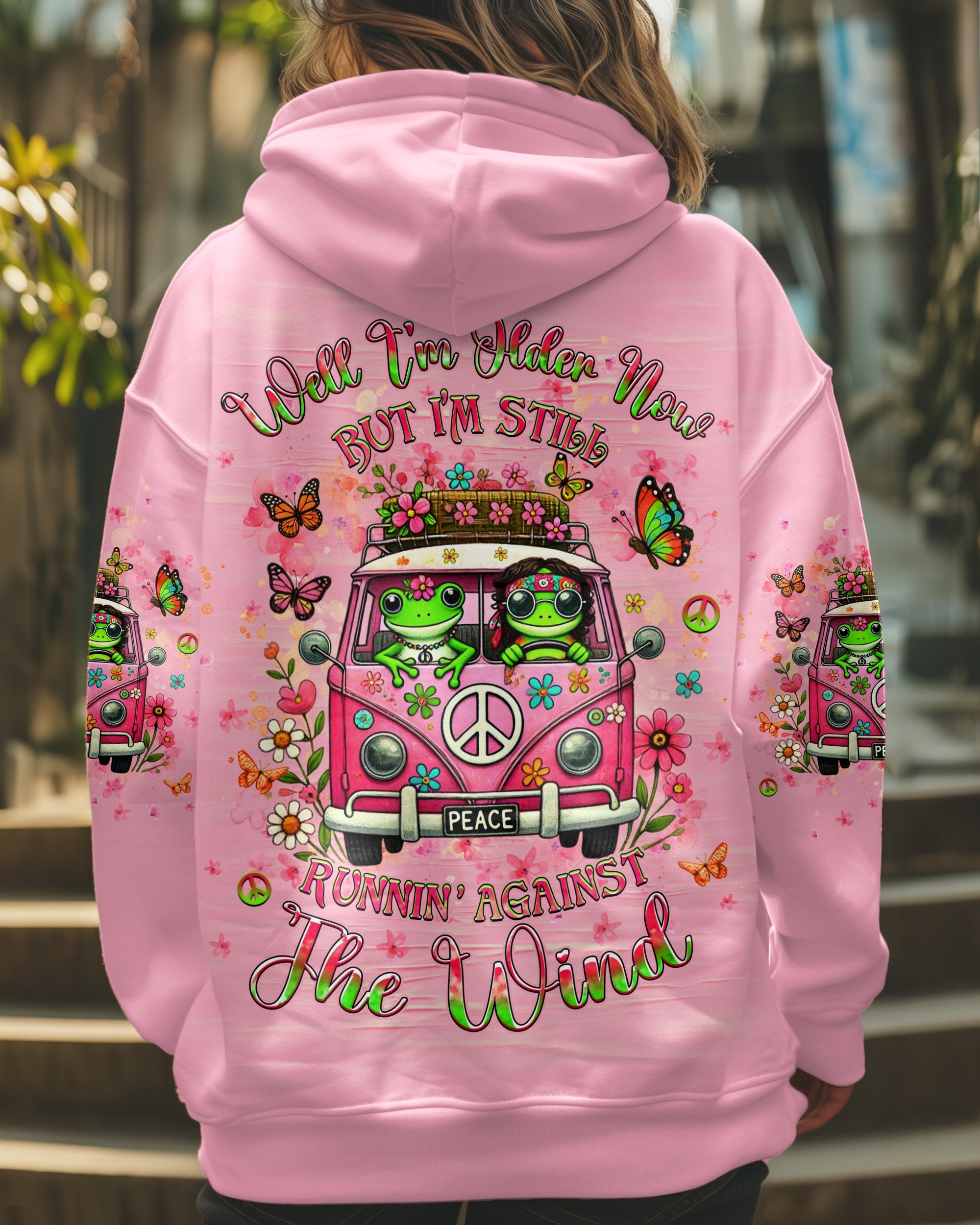 Older Now But Still Running Against The Wind Hippie Frogs with Floral Van Design AOP Shirts _1_ 3bLVW
