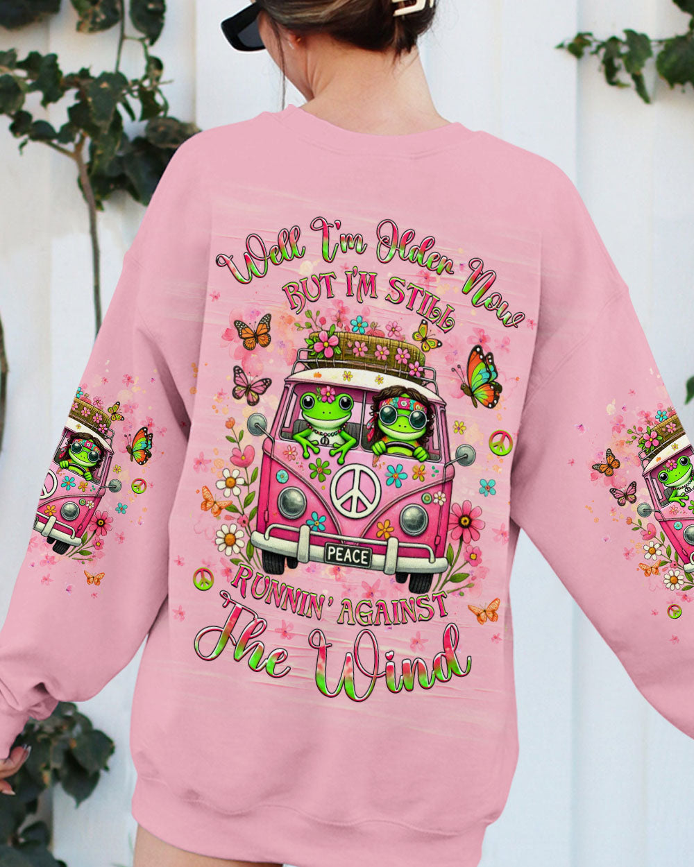 Older Now But Still Running Against The Wind Hippie Frogs with Floral Van Design AOP Shirts _3_ VXqj7