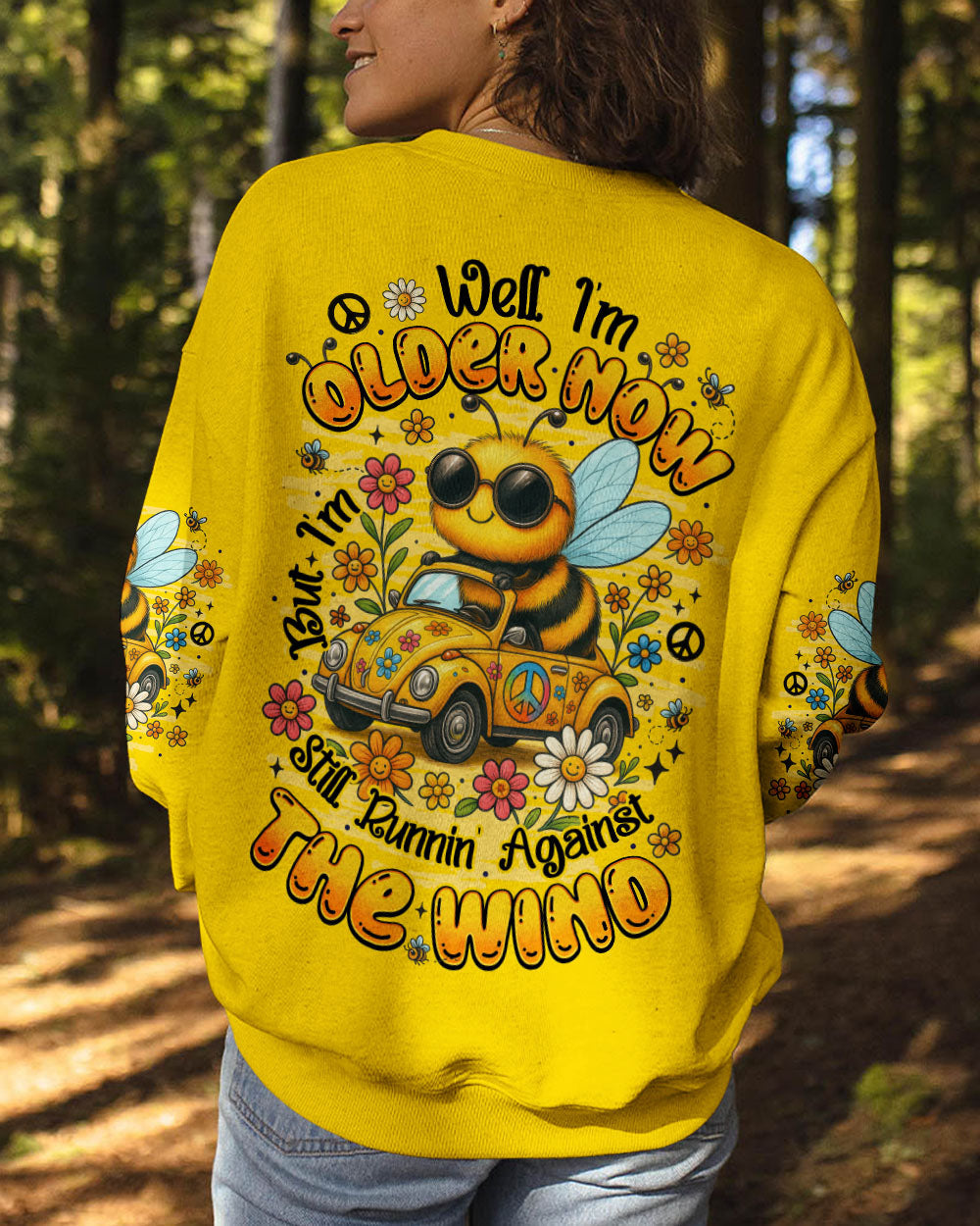 Older Now But Still Running Against The Wind Peace and Love Flower Power AOP Shirts _3_ 8M8gd