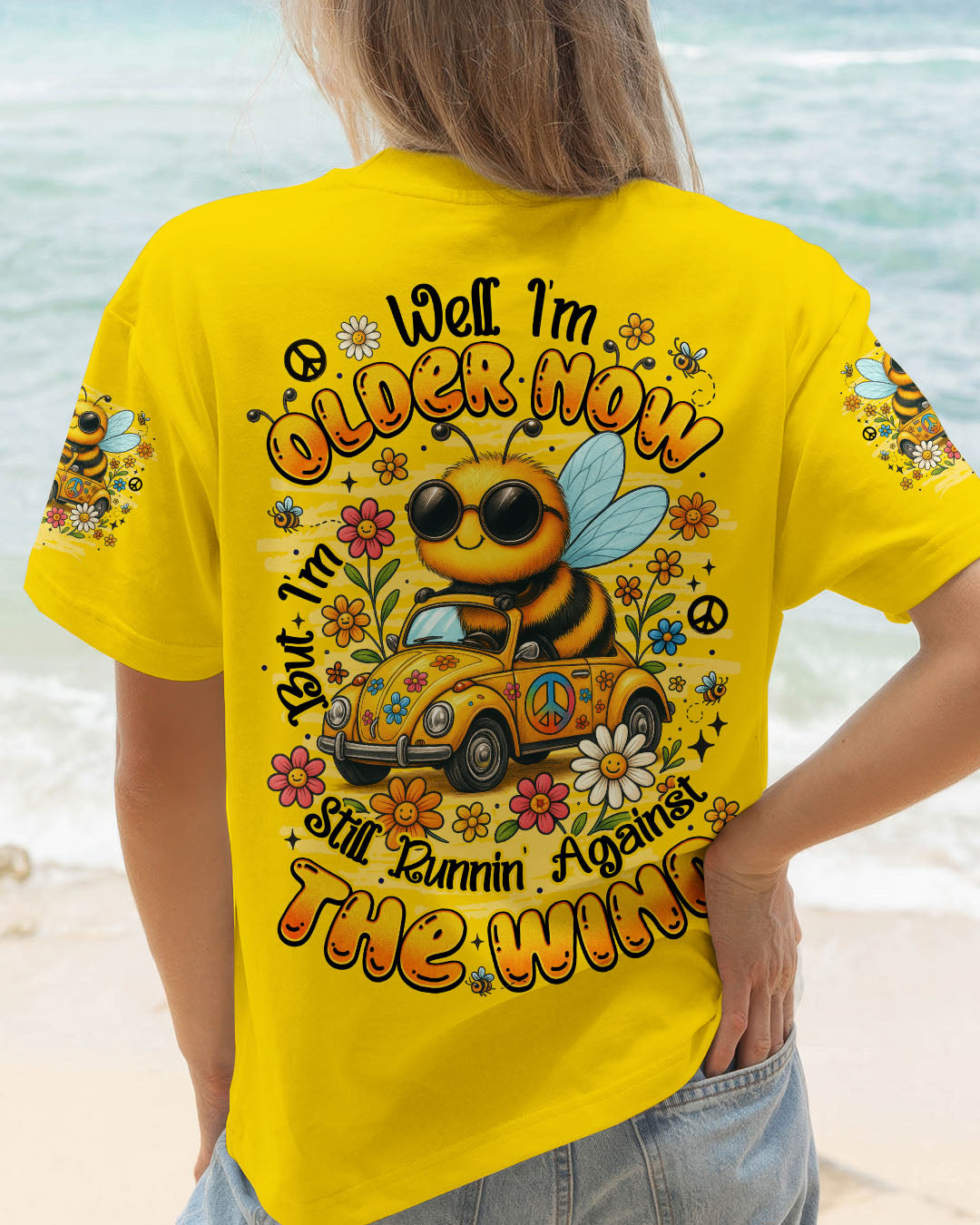 Older Now But Still Running Against The Wind Peace and Love Flower Power AOP Shirts _8_ H93IZ