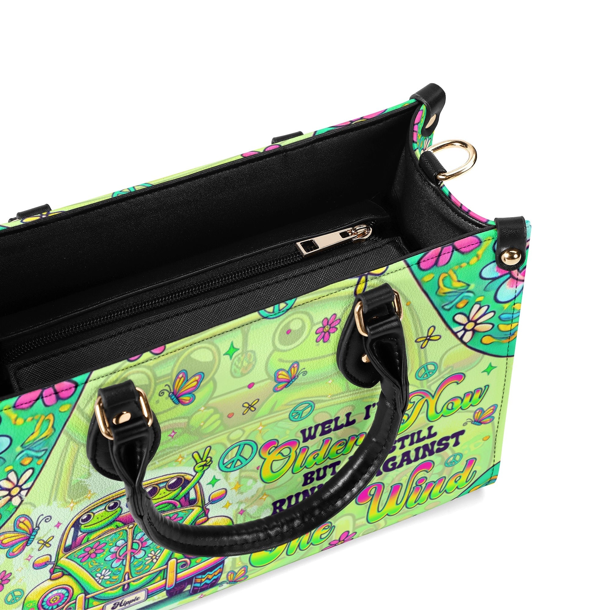 Older Now But Still Running Against The Wind Retro VW Couple Frog Hippie Leather Bag _10_ zbOrU