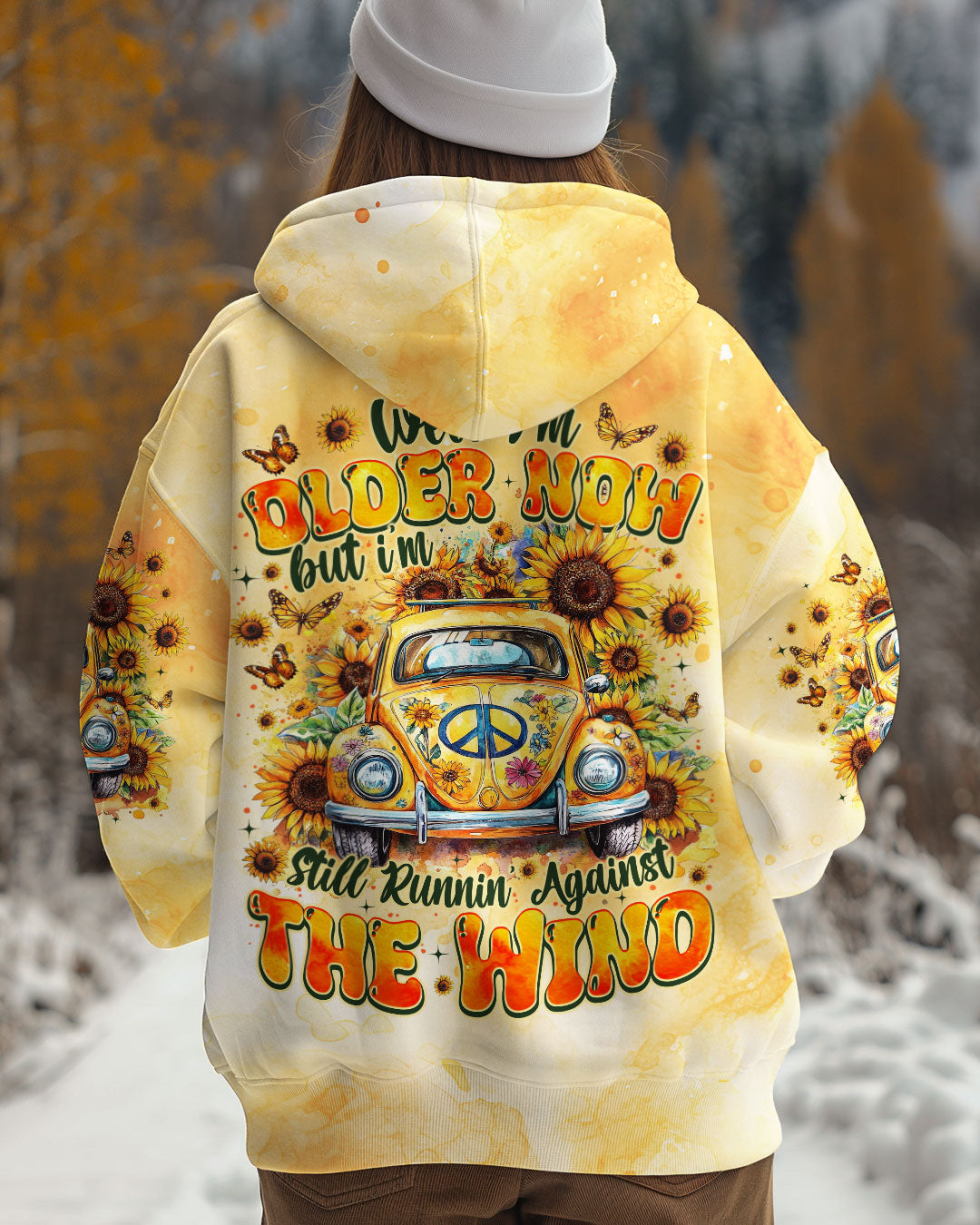 Older Now But Still Running Against The Wind Sunflower Tie Dye Vintage VW Bug AOP Shirts _5_ eScDg