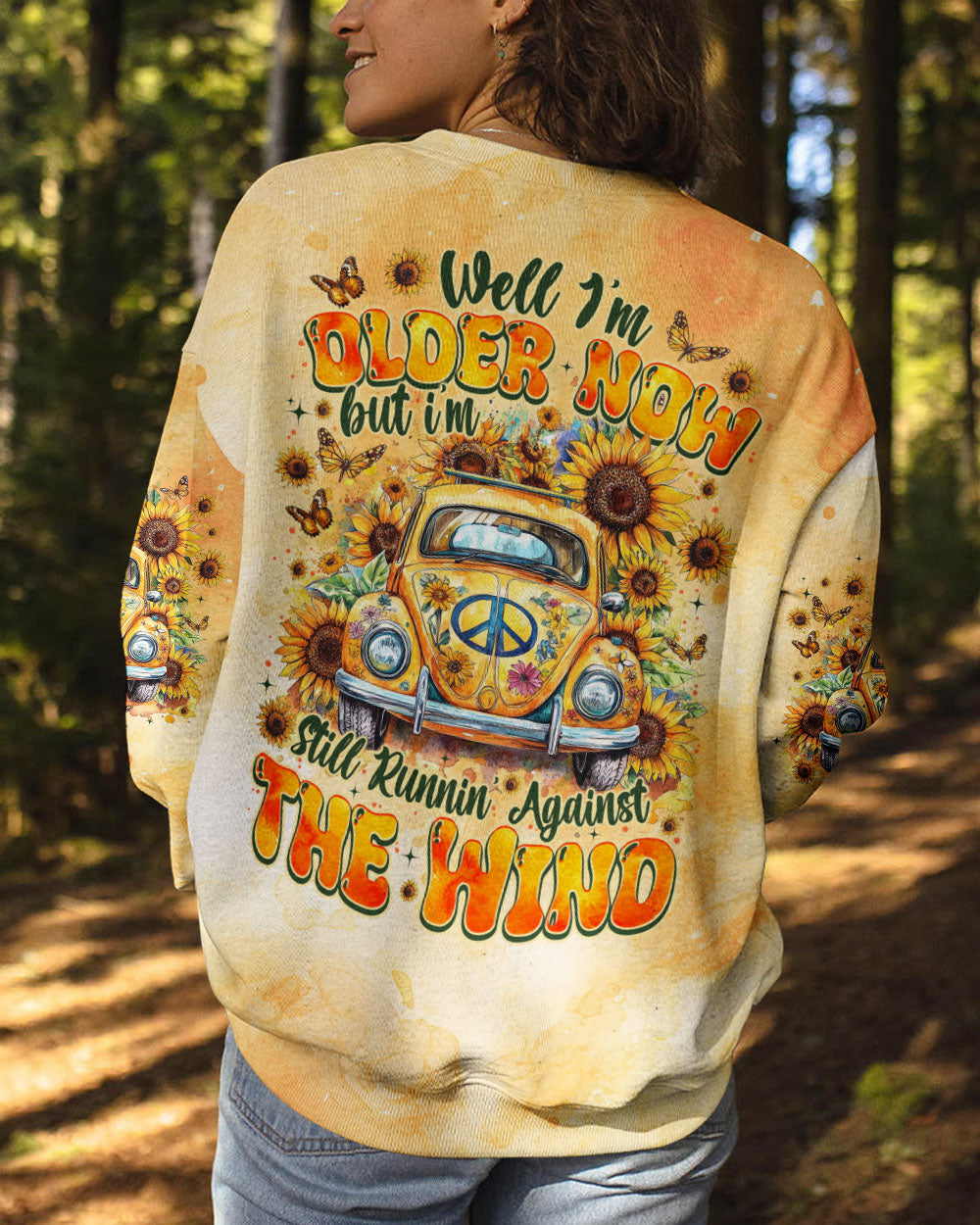 Older Now But Still Running Against The Wind Sunflower Tie Dye Vintage VW Bug AOP Shirts _7_ a20nQ