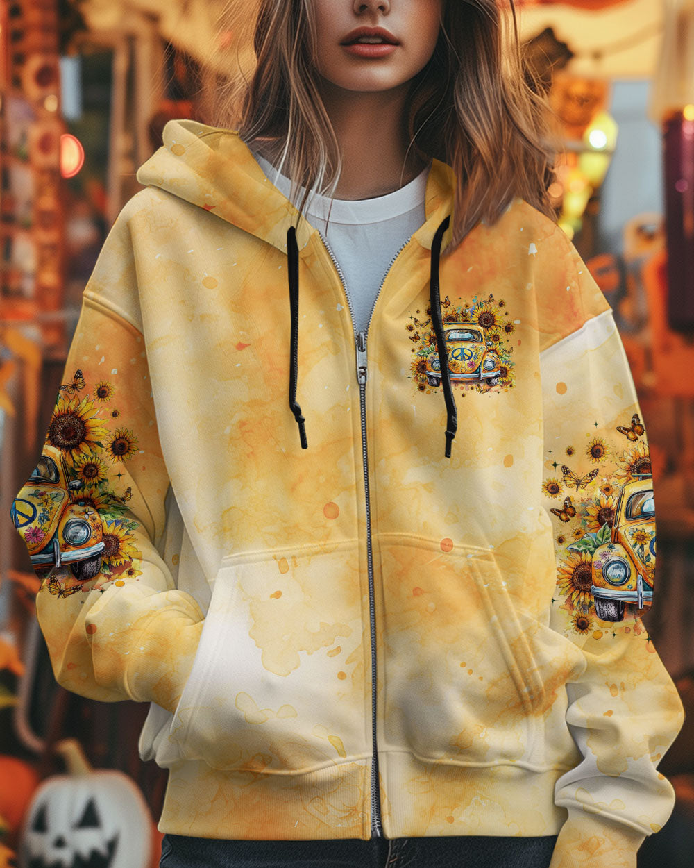 Older Now But Still Running Against The Wind Sunflower Tie Dye Vintage VW Bug AOP Shirts _8_ qxqCg