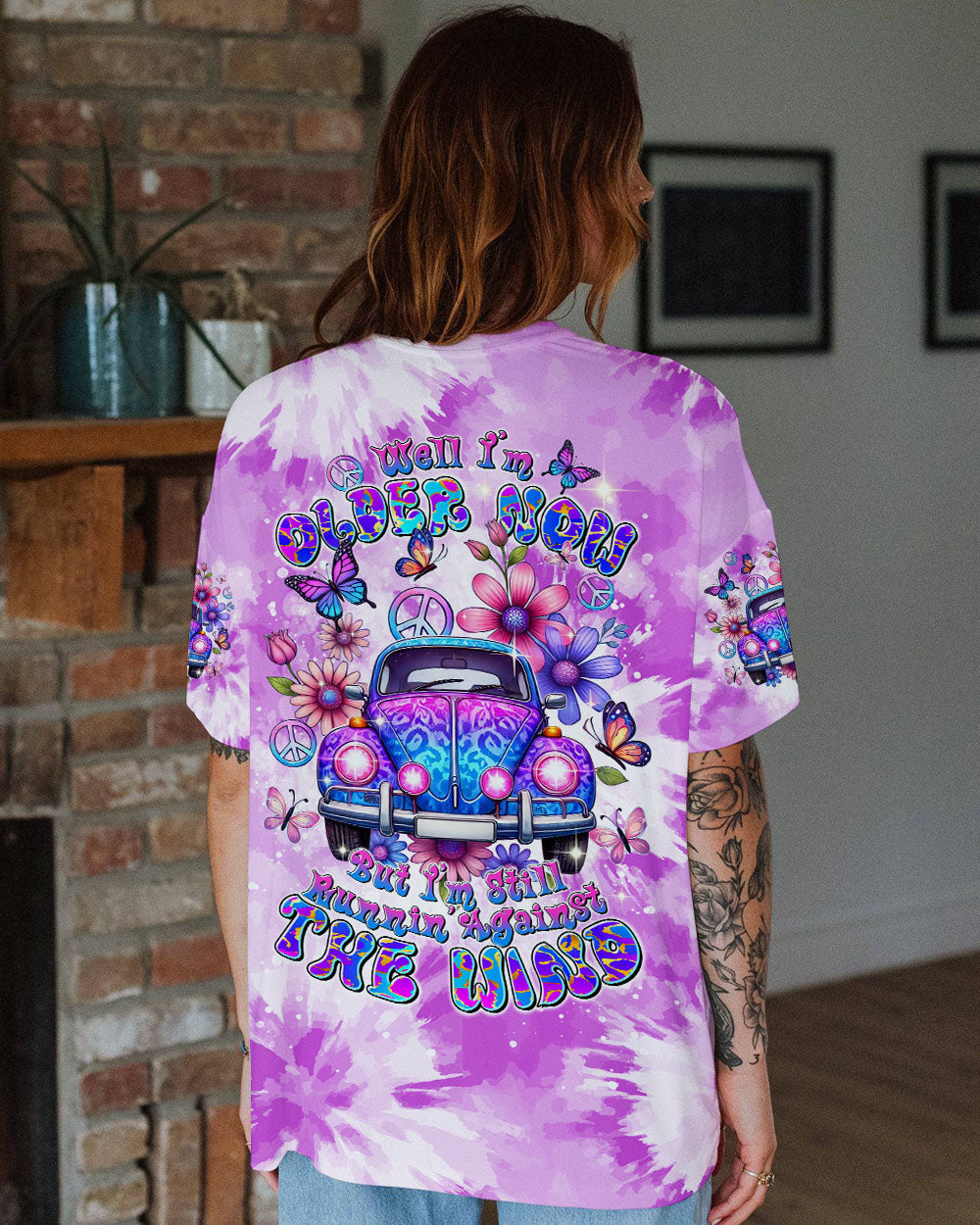 Older Now But Still Running Against The Wind Tie Dye Hippie VW Bug AOP Shirts _11_ JE4Fp