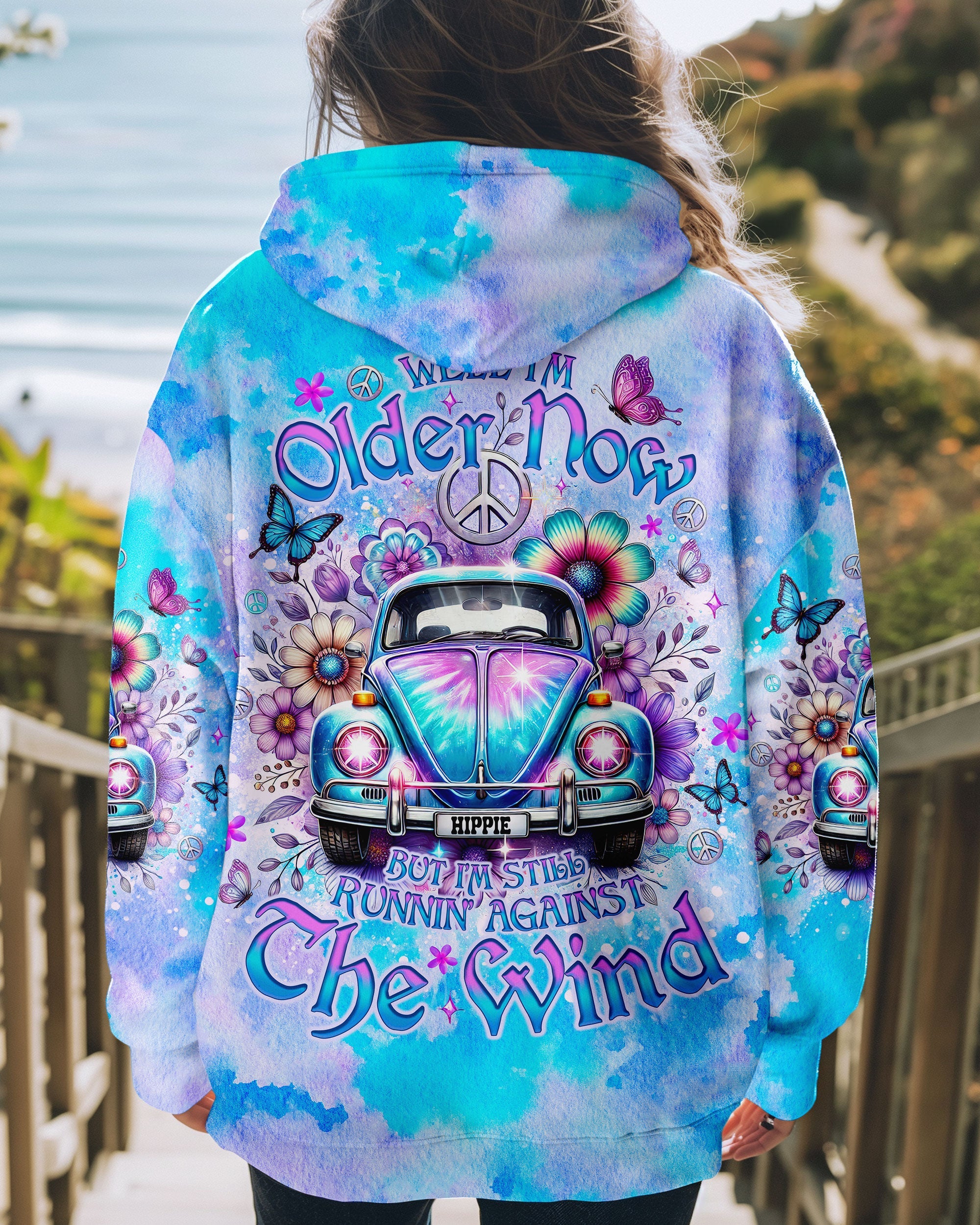 Older Now But Still Running Against The Wind Tie Dye VW Bug with Floral AOP Shirts _1_ zatwl