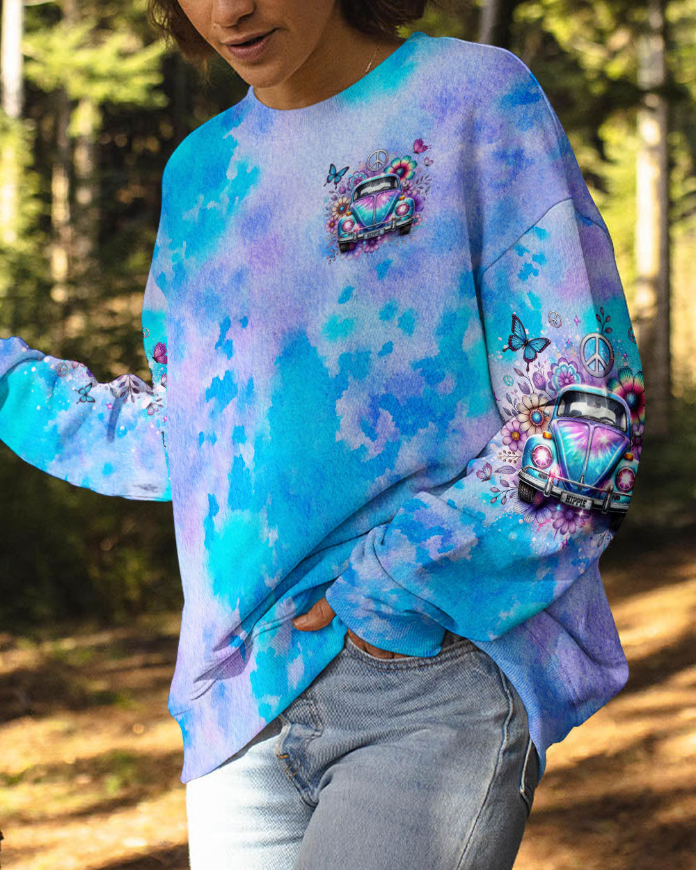 Older Now But Still Running Against The Wind Tie Dye VW Bug with Floral AOP Shirts _2_ MjQvS