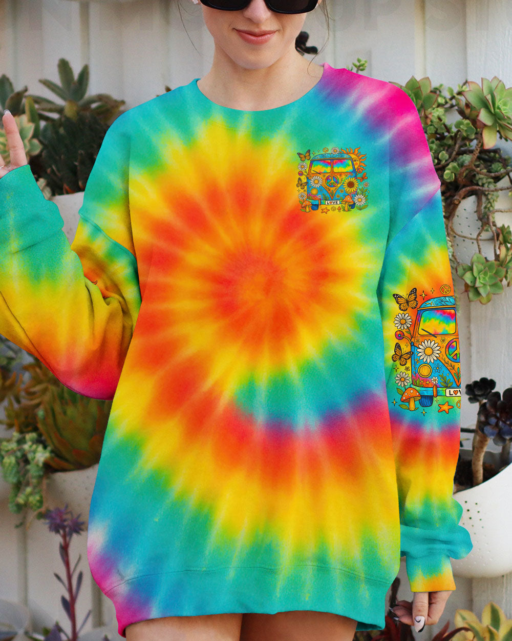 Older Now But Still Running Against The Wind Tie Dye VW Van Peace _26 Love Design AOP Shirts _6_ gOCzX