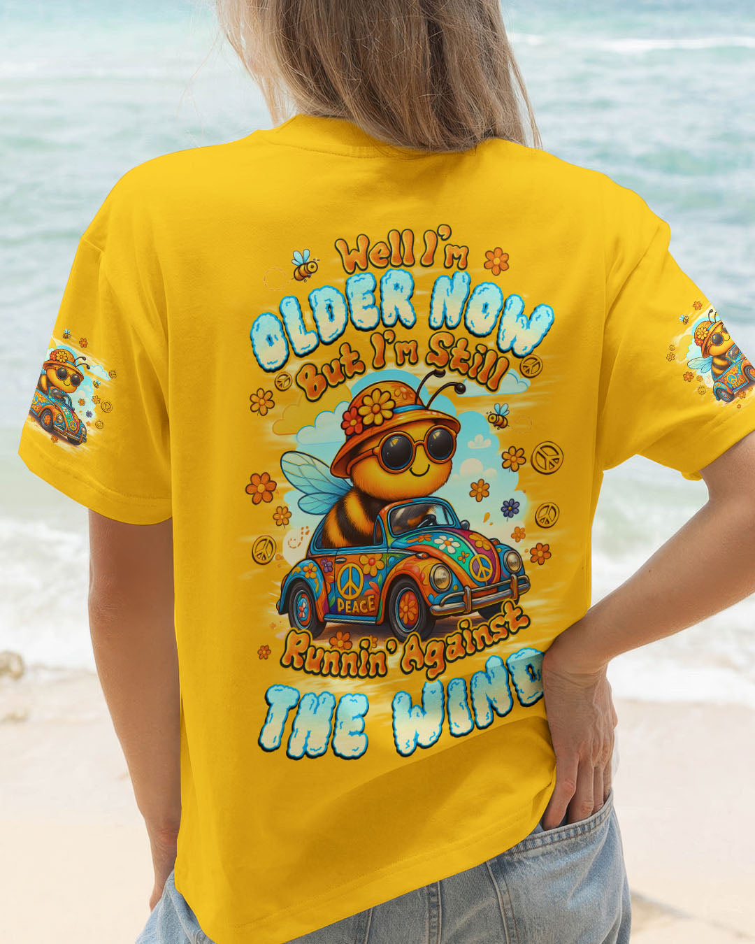 Older Now But Still Running Against The Wind Vintage Bee Peaceful VW Car AOP Shirts _12_ a4nWf