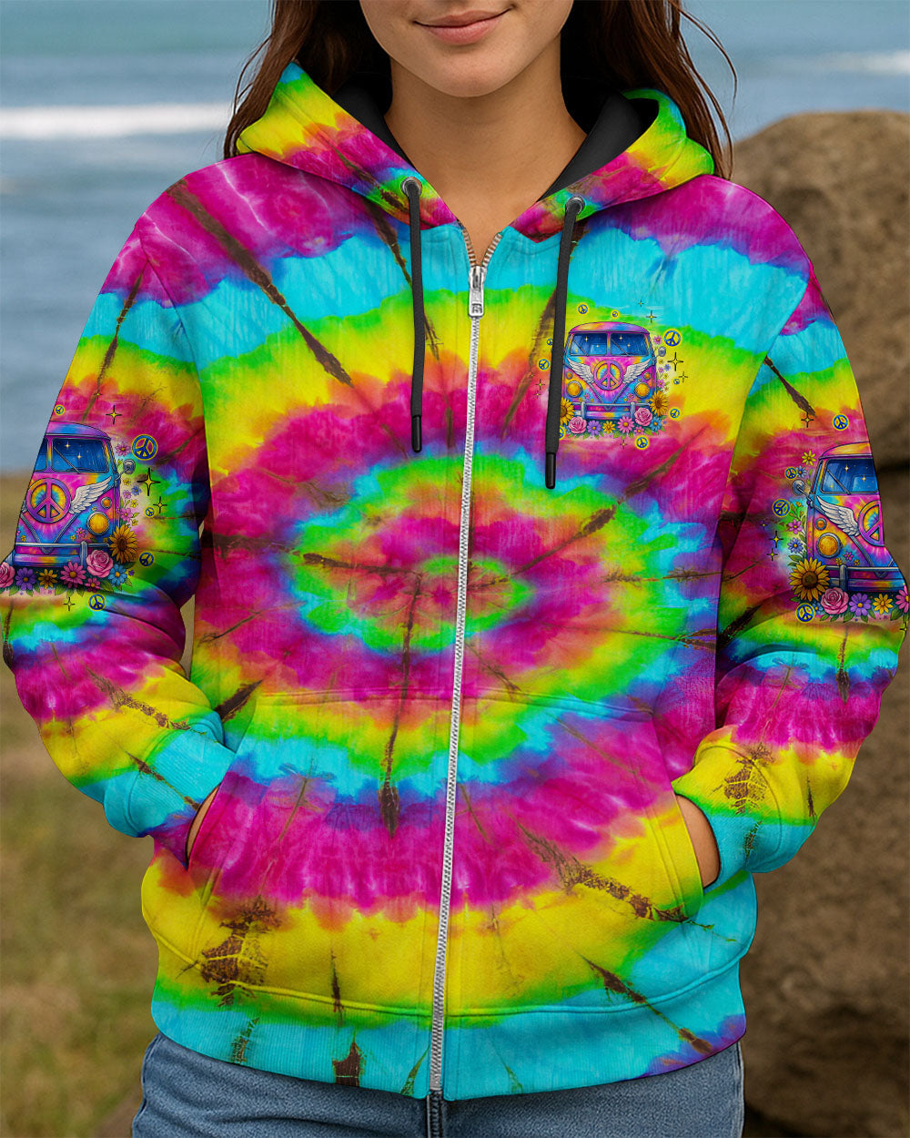 Older Now But Still Running Tie Dye Peace Sign VW Van Peace _26 Sunflowers AOP Shirts _12_ l2zBl