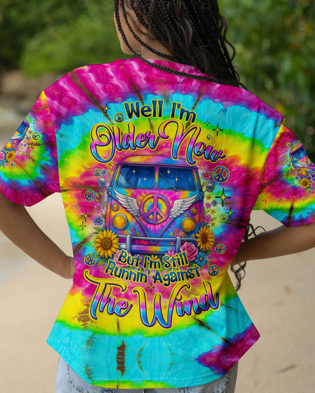 Older Now But Still Running - Tie-Dye Peace Sign VW Van Peace & Sunflowers - AOP Shirts
