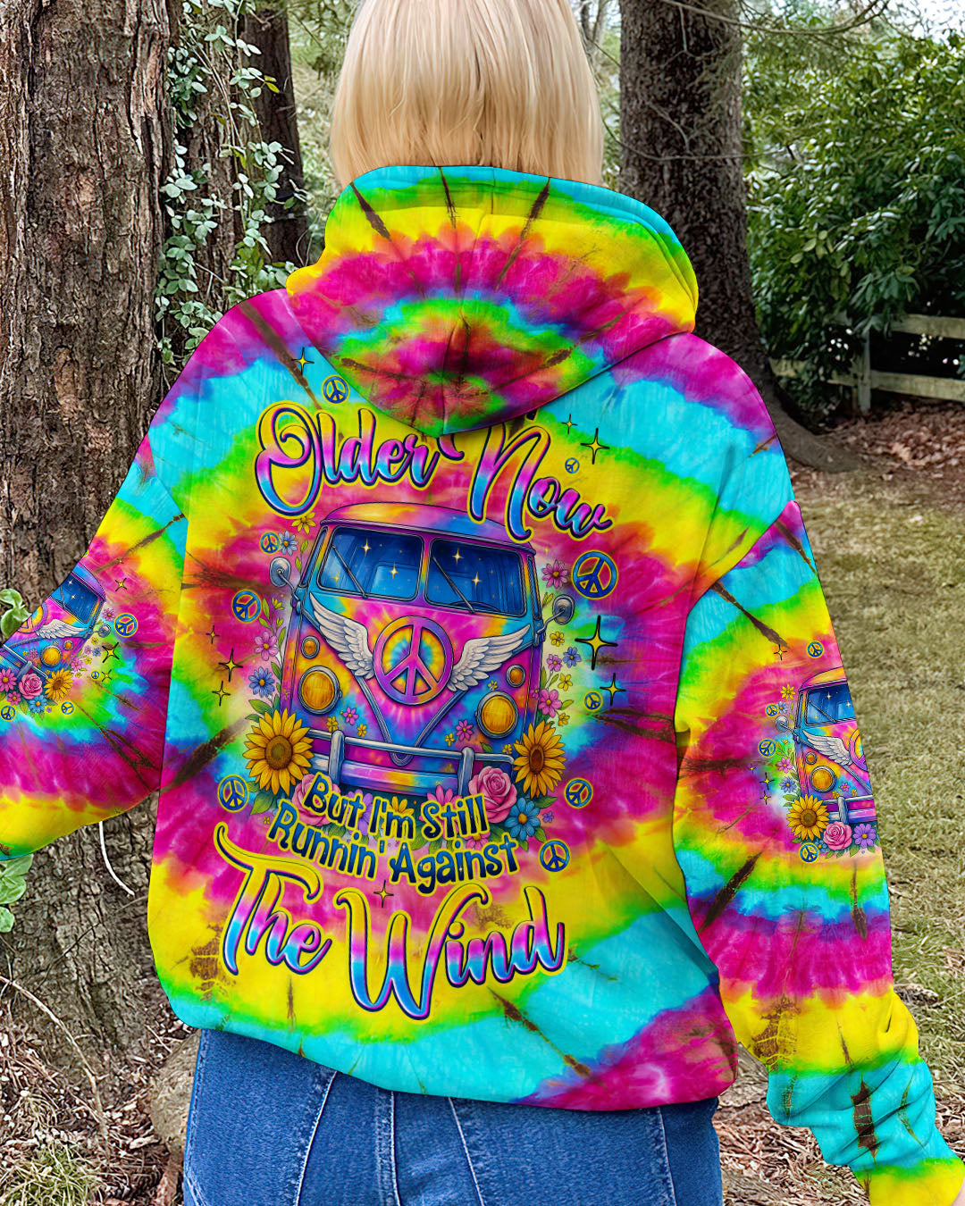 Older Now But Still Running Tie Dye Peace Sign VW Van Peace _26 Sunflowers AOP Shirts _2_ jBrW3