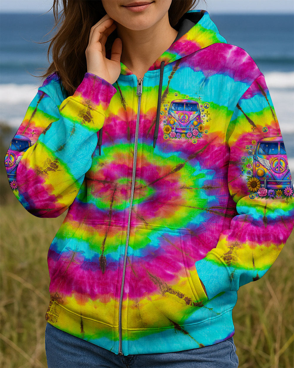 Older Now But Still Running Tie Dye Peace Sign VW Van Peace _26 Sunflowers AOP Shirts _3_ Vz2Zd