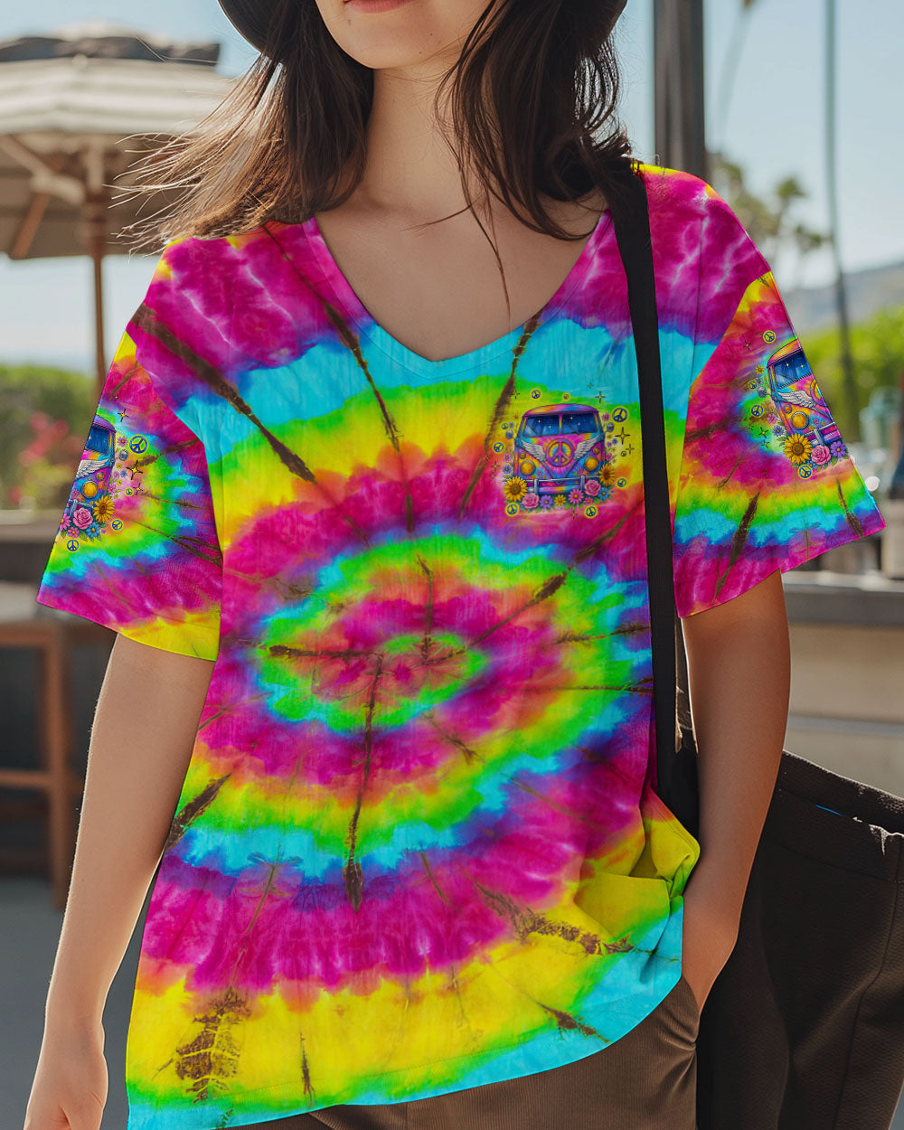 Older Now But Still Running Tie Dye Peace Sign VW Van Peace _26 Sunflowers AOP Shirts _6_ wnFDc