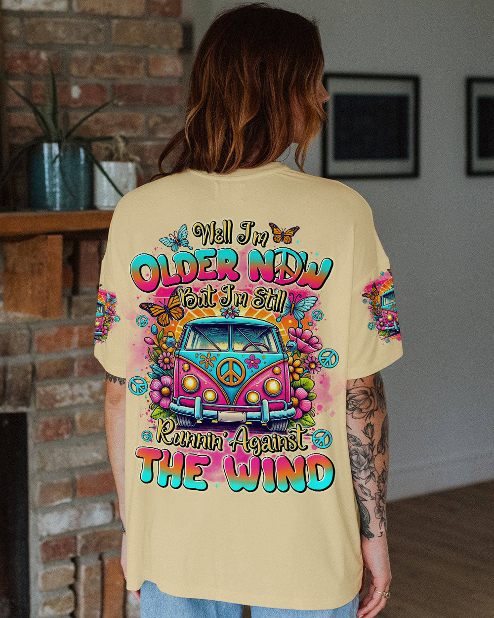 Older Now Runnin Against the Wind Retro Hippie Peace Van AOP Shirts _11_ KmuW3