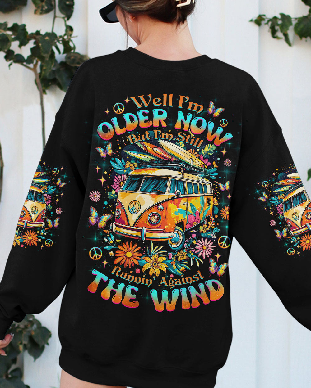 Older Now Runnin_E2_80_99 Against the Wind Flower Vintaege Hippie Van AOP Shirts _10_ z7U29