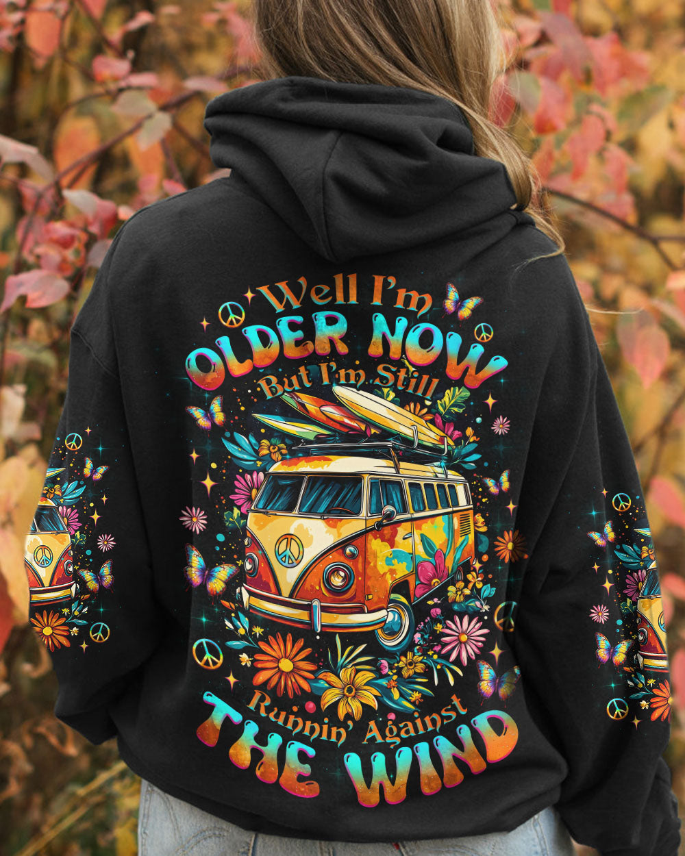 Older Now Runnin_E2_80_99 Against the Wind Flower Vintaege Hippie Van AOP Shirts _8_ OE3YP