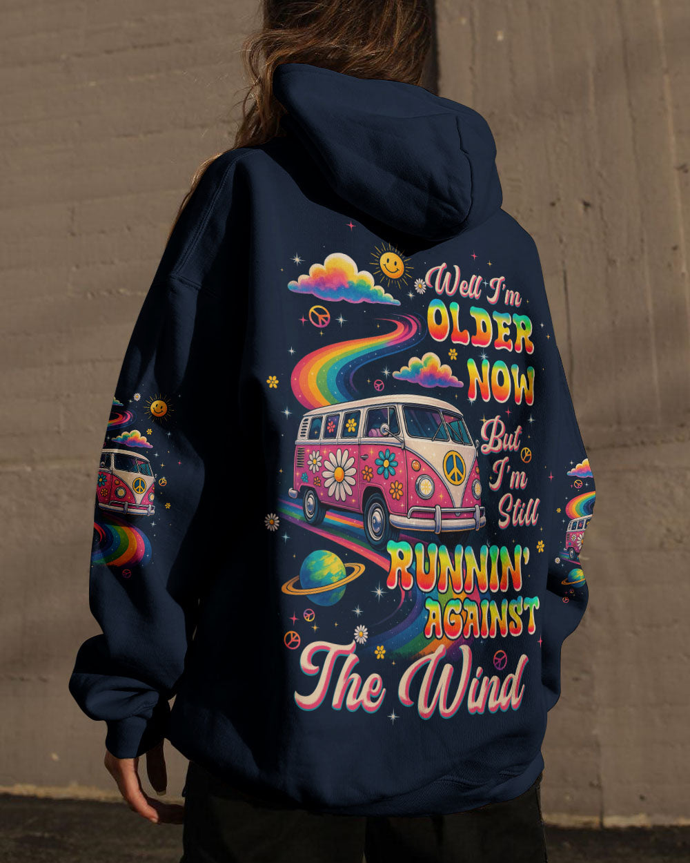Older Now Running Against The Wind Hippie Van Peace _26 Flower Power Design AOP Shirts _14_ jFem8