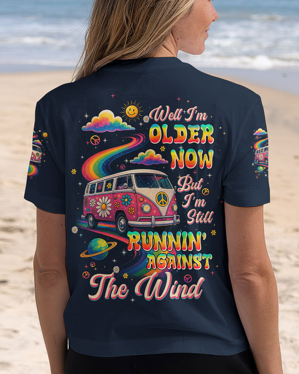 Older Now Running Against The Wind Hippie Van Peace _26 Flower Power Design AOP Shirts _3_ JMoF5
