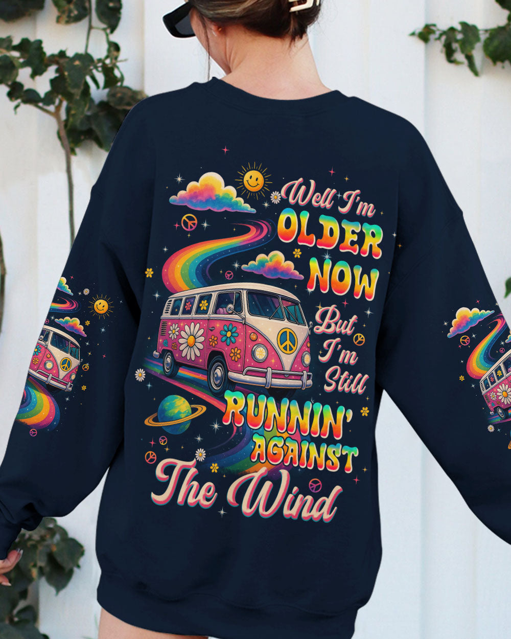 Older Now Running Against The Wind Hippie Van Peace _26 Flower Power Design AOP Shirts _7_ v5ik7