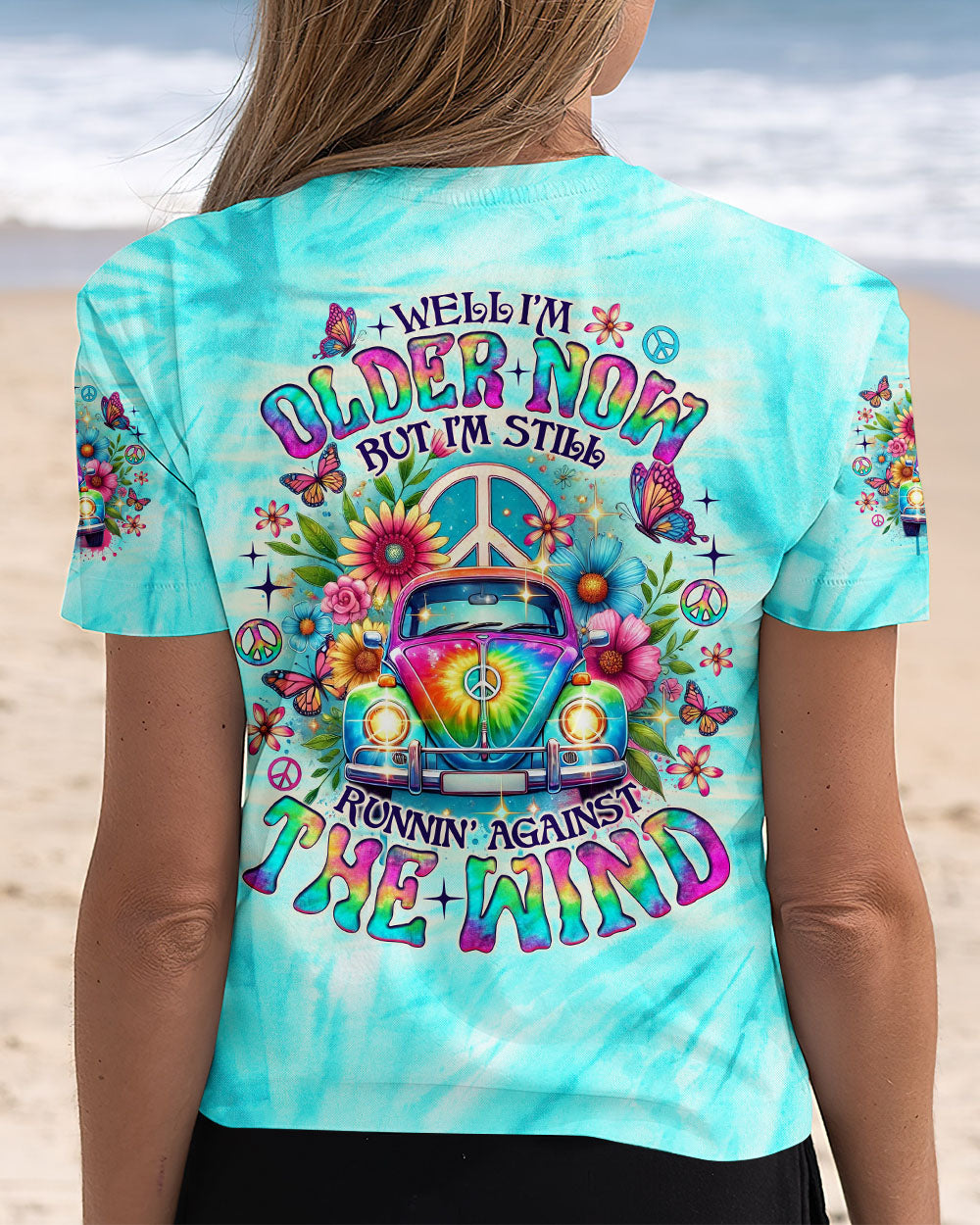 Older Now Running Against the Wind Peace VW Bus _26 Flower Power Perfect for Hippie Style AOP Shirts _12_ 8tvvv