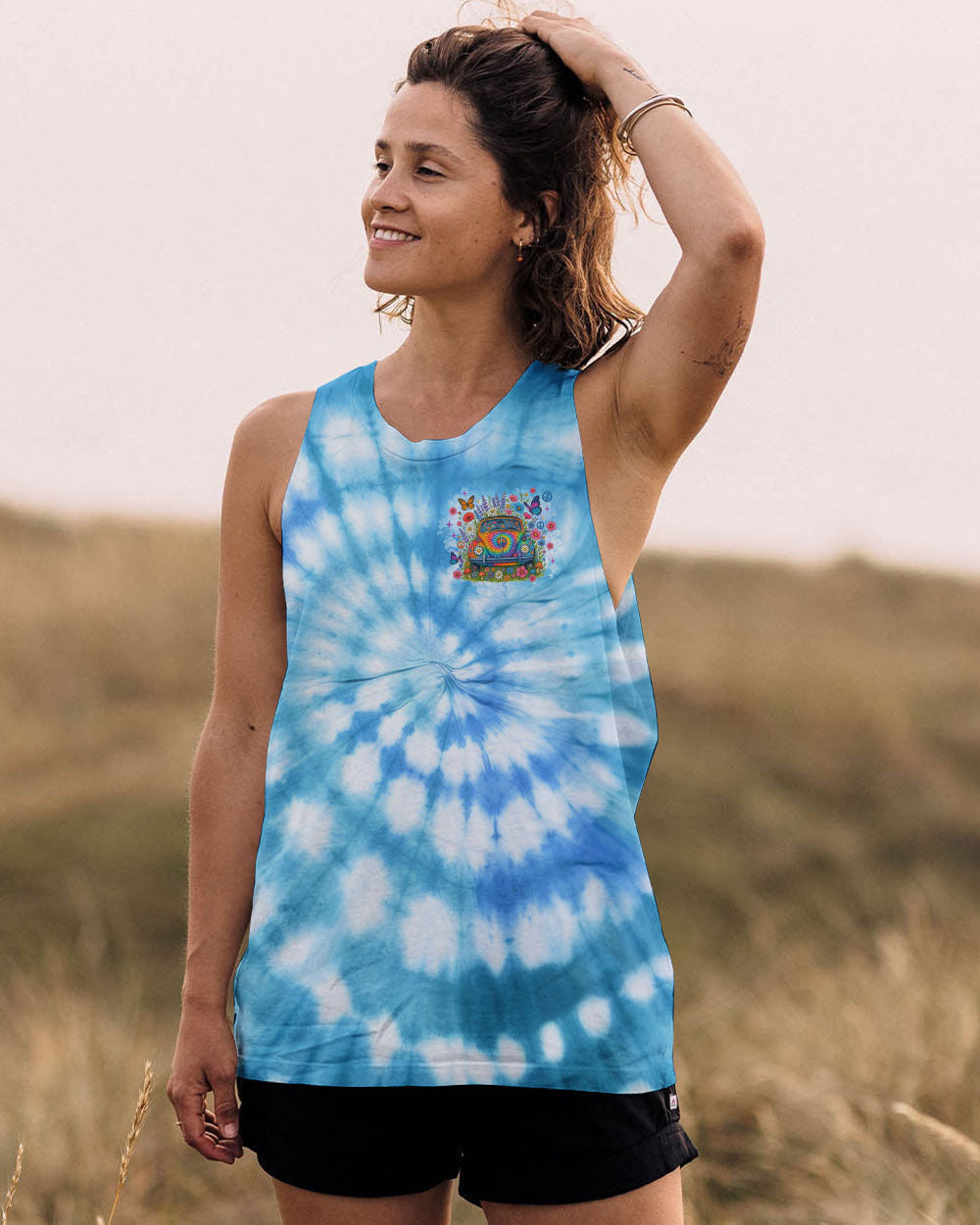 Older Now Running Against the Wind Tie Dye VW Peace Colorful Flower Power Design AOP Shirts _10_ 2199F