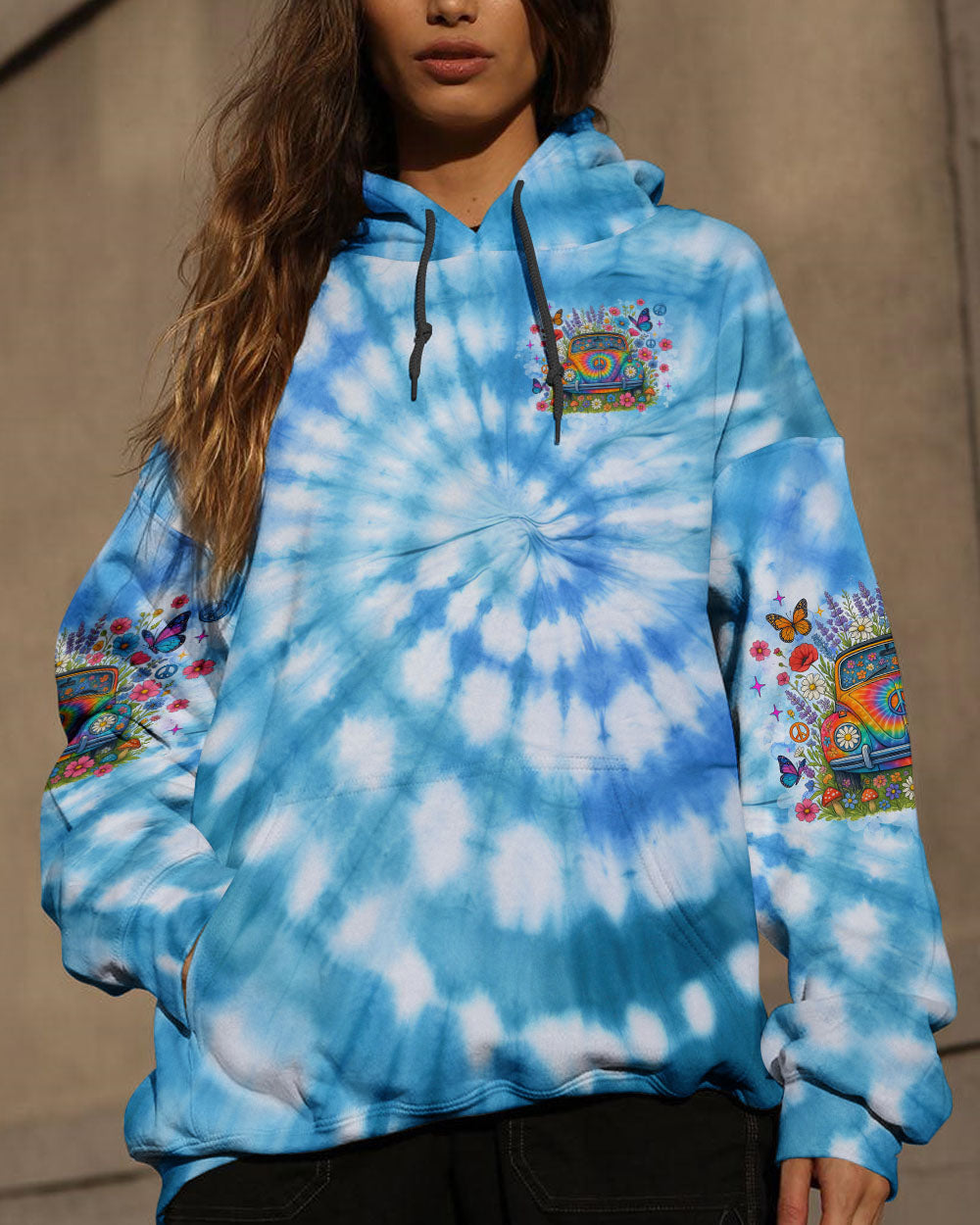 Older Now Running Against the Wind Tie Dye VW Peace Colorful Flower Power Design AOP Shirts _14_ qkwej