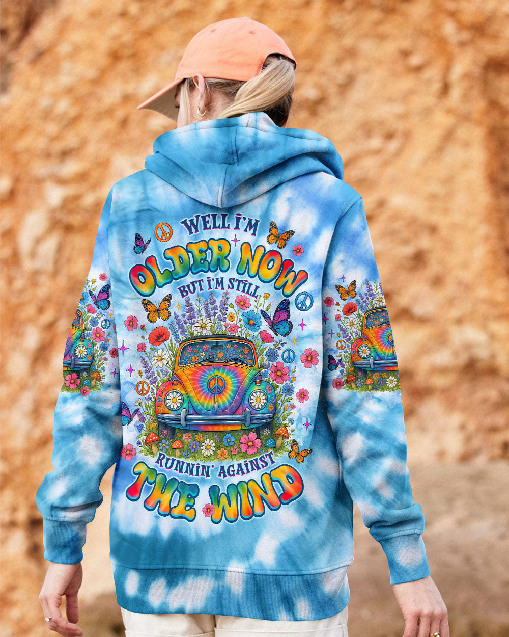 Older Now Running Against the Wind Tie Dye VW Peace Colorful Flower Power Design AOP Shirts _15_ gPmam