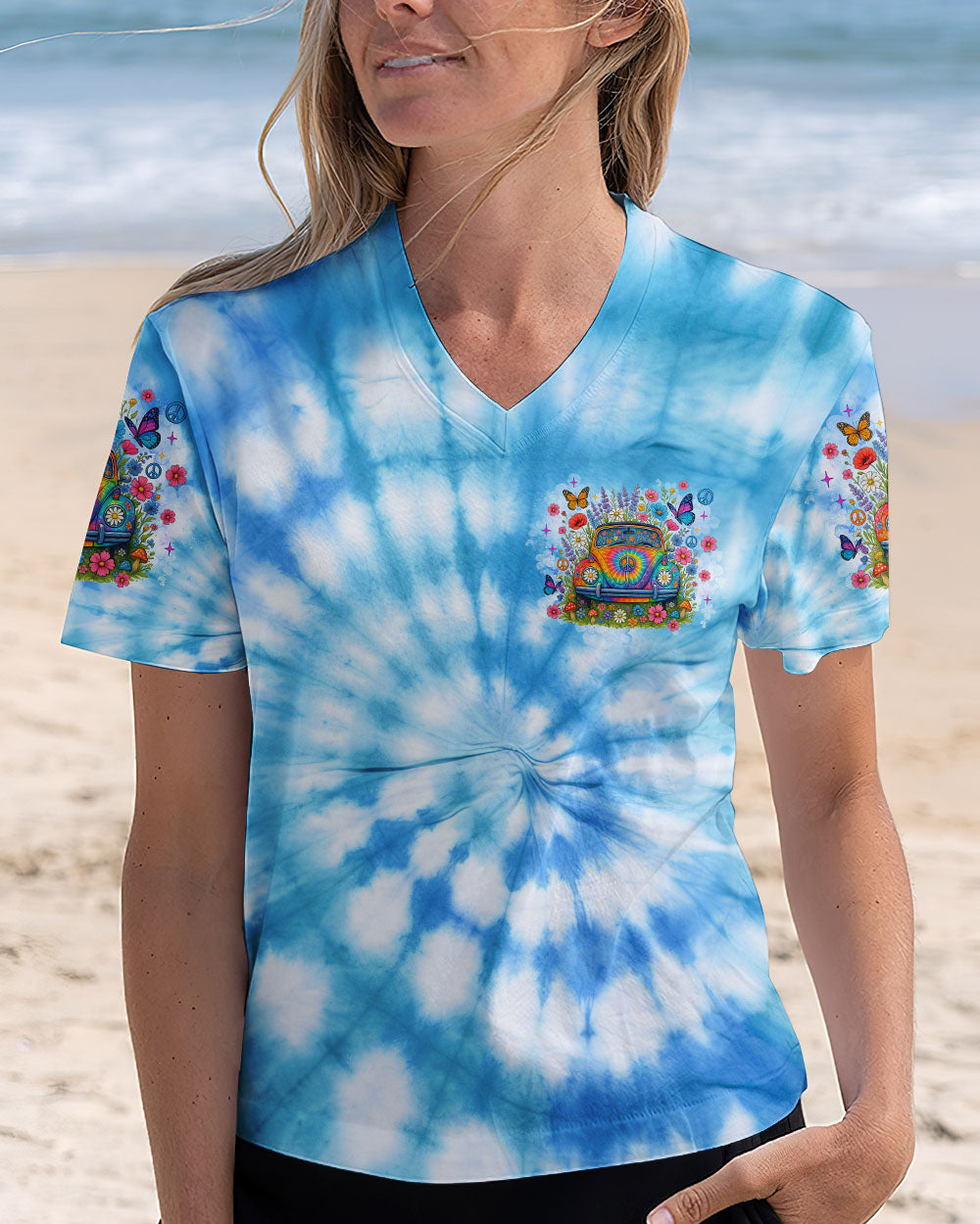 Older Now Running Against the Wind Tie Dye VW Peace Colorful Flower Power Design AOP Shirts _2_ kz2O2