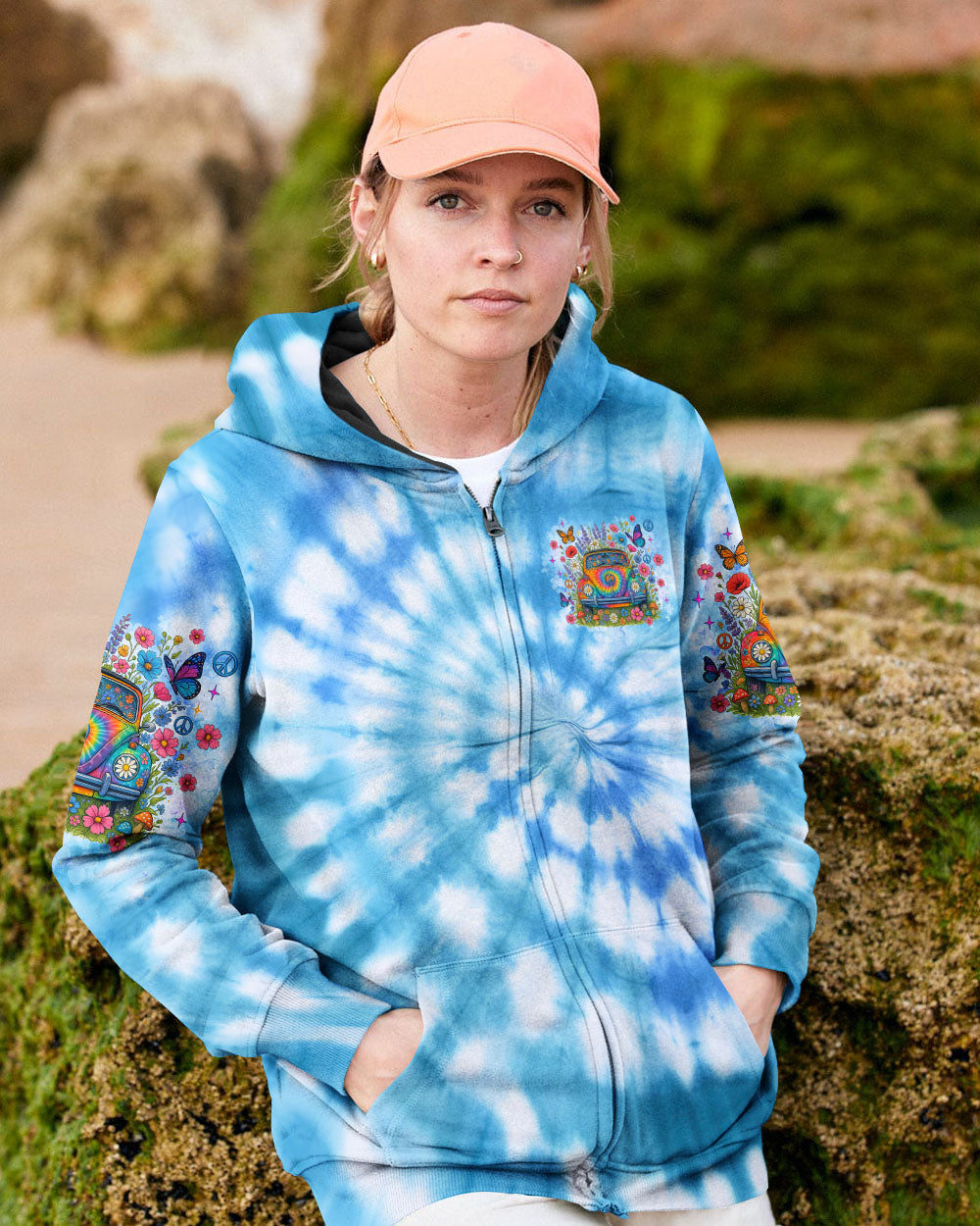 Older Now Running Against the Wind Tie Dye VW Peace Colorful Flower Power Design AOP Shirts _8_ P70q6