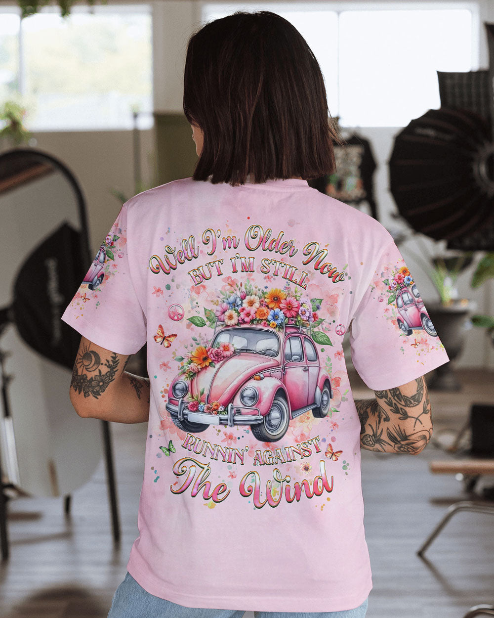 Older Now Still Runnin Against The Wind Floral Retro Car Hippie AOP Shirts _11_ u0Rzk