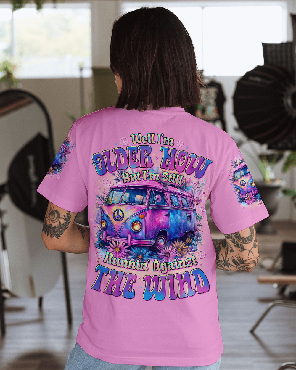 Older Now Still Runnin Against The Wind Retro Floral Van Hippie AOP Shirts _4_ HrDnx