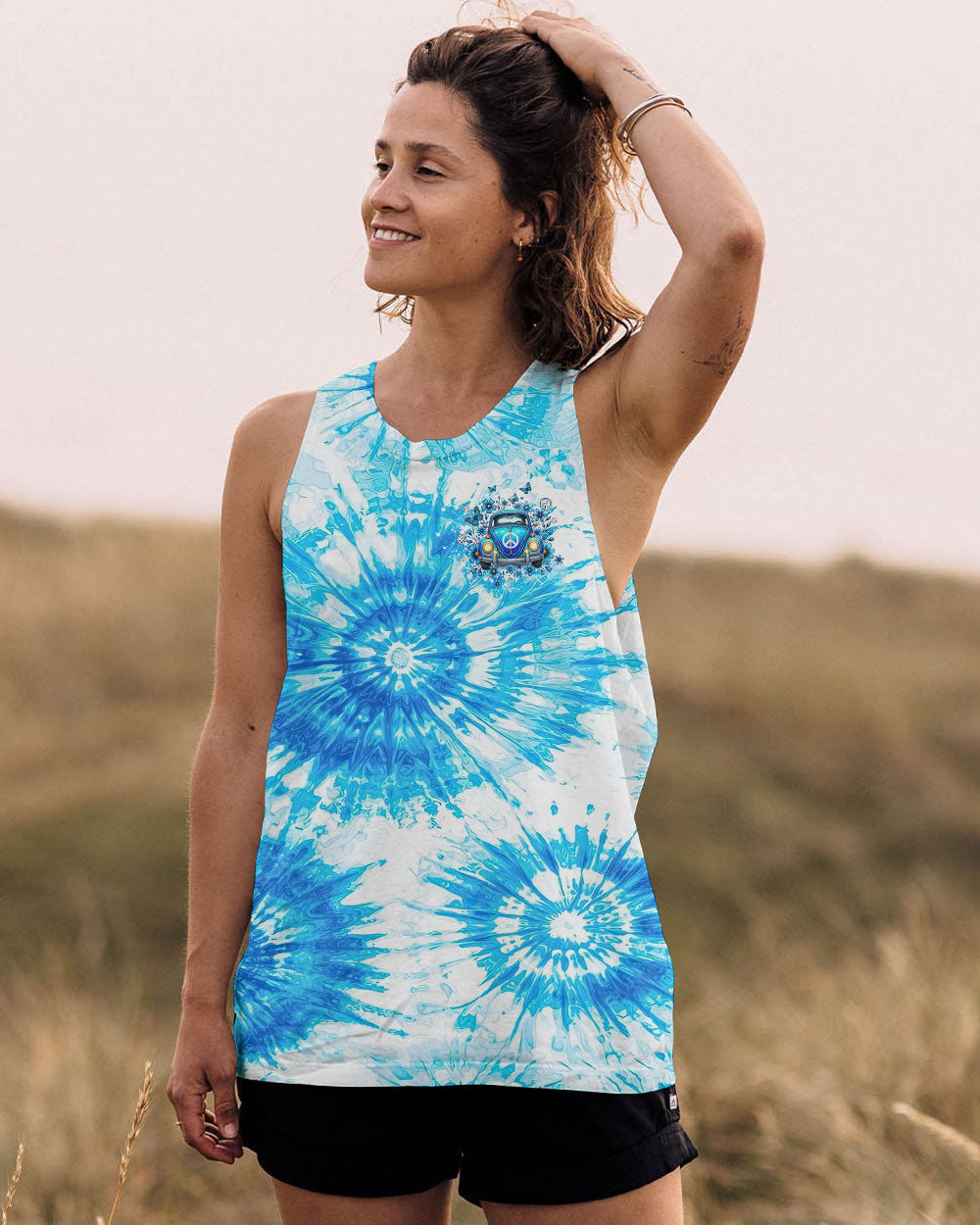 Older Now Still Runnin Against the Wind Blue Tie Dye VW Bug Hippie AOP Shirts _12_ yzjCU