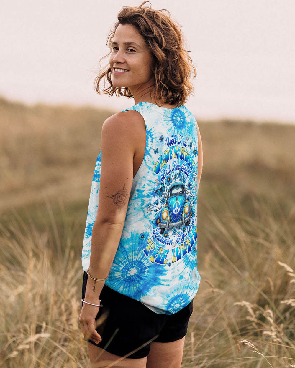 Older Now Still Runnin Against the Wind Blue Tie Dye VW Bug Hippie AOP Shirts _13_ HR5hR