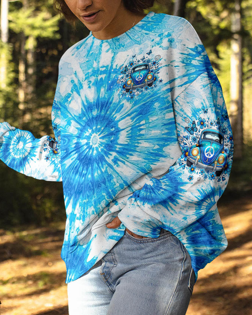 Older Now Still Runnin Against the Wind Blue Tie Dye VW Bug Hippie AOP Shirts _8_ 0BaOb