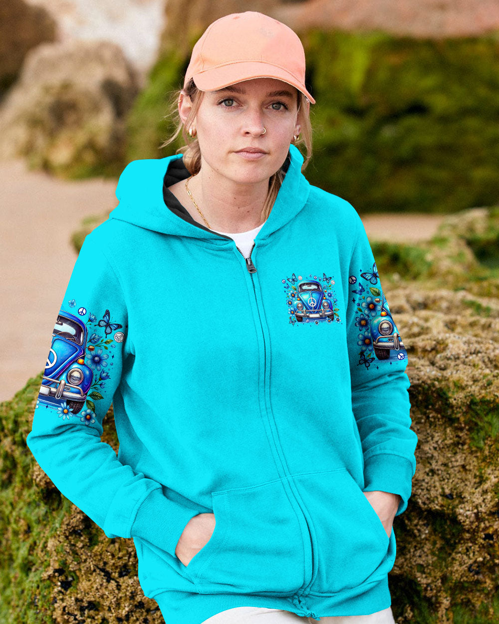 Older Now Still Runnin Against the Wind Blue VW Bug Car Graphic AOP Shirts _10_ ie1DQ